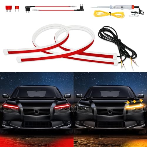 

Светодиодная лента DUOFU365 для подсветки капота автомобиля Ультратонкая с переключением 2 цветов Динамическая Бегущая Водонепроницаемая Боковая подсветка Универсальный тип Подсветка капота 2 шт.