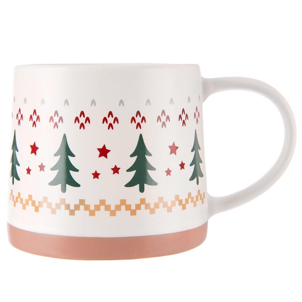 Kubek Porcelanowy do Kawy Herbaty Ziół Napojów Zimowy Świąteczny 380 ml