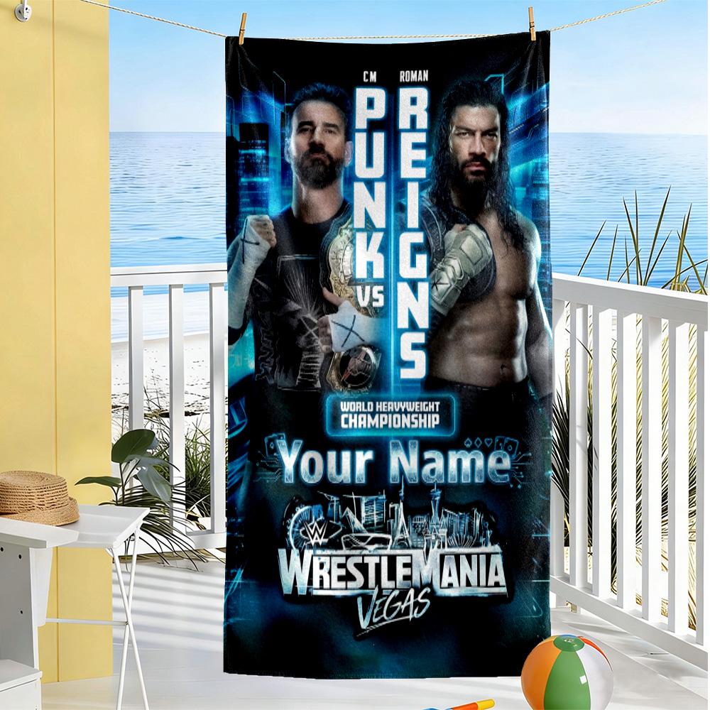 Toalla de Playa Personalizada con Nombre de Wrestlemania Alta Absorción y Secado Rápido