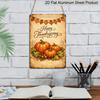 2D Flat, 1pc Vintage Happy Thanksgiving Pumpkin Maple Aluminum Sign, Thanksgiving Farmhouse Metal Sign, 8*12 Inches Suitable for Kitchen, Bathroom