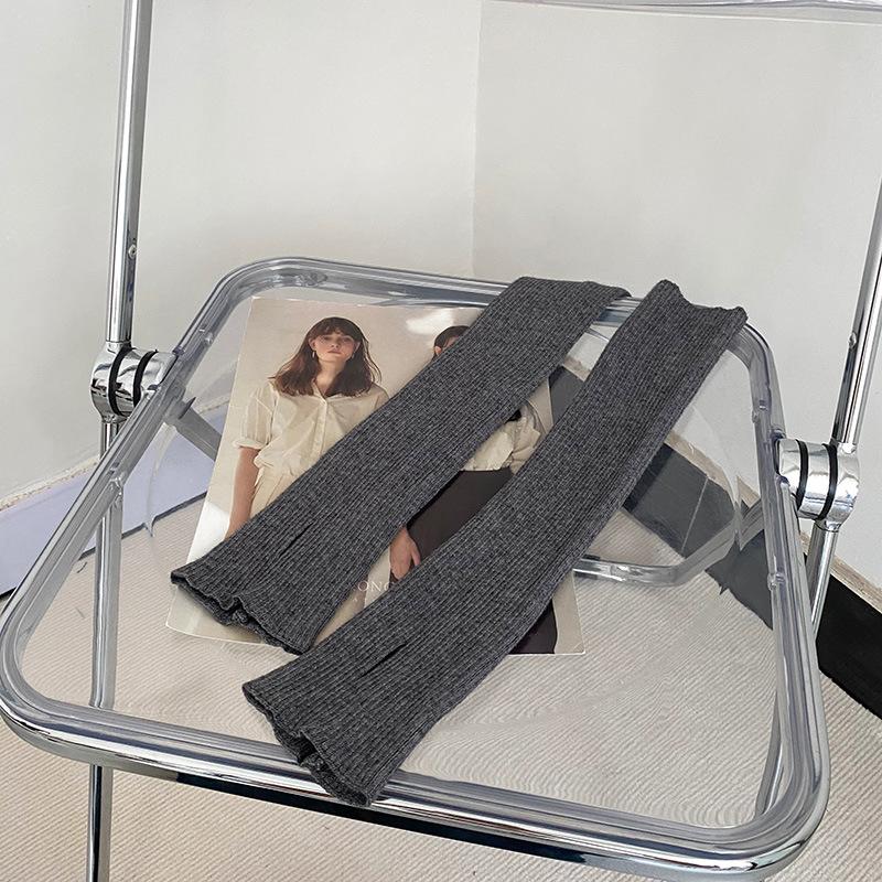 Hongzhi/Knitted Gloves Cool Autumn Warm Sleeves Women's Solid Color Sweet Hand Sleeves Open-toed Korean Wool Half Sleeves