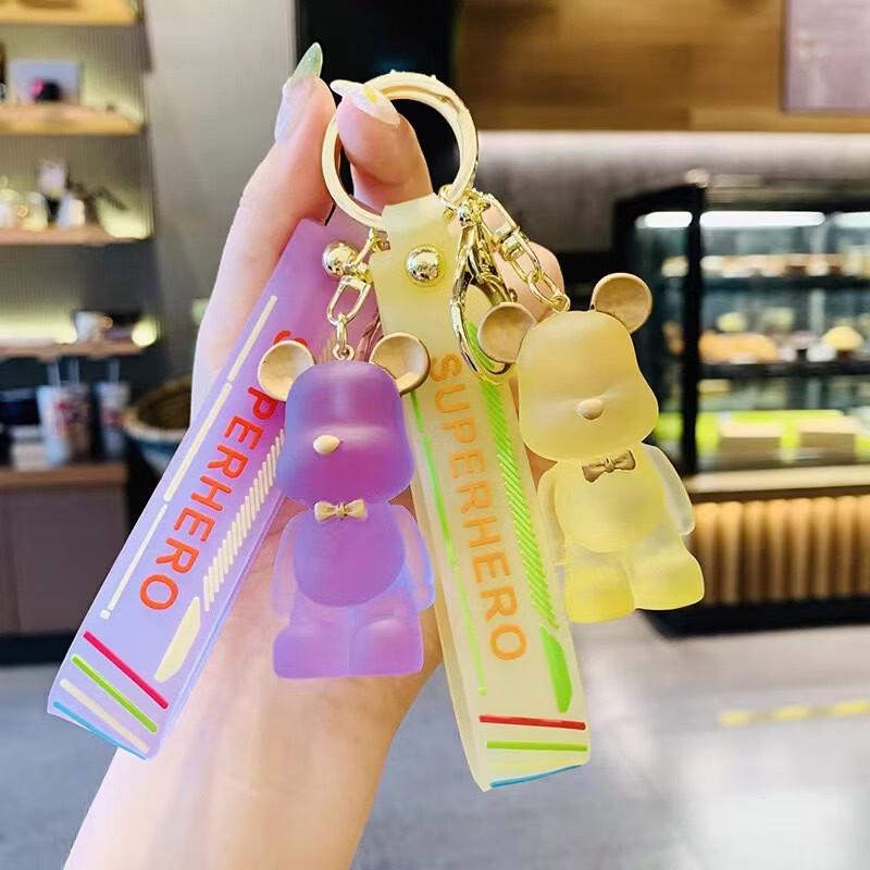 Crystal Bow Tie Bear Keychain Set