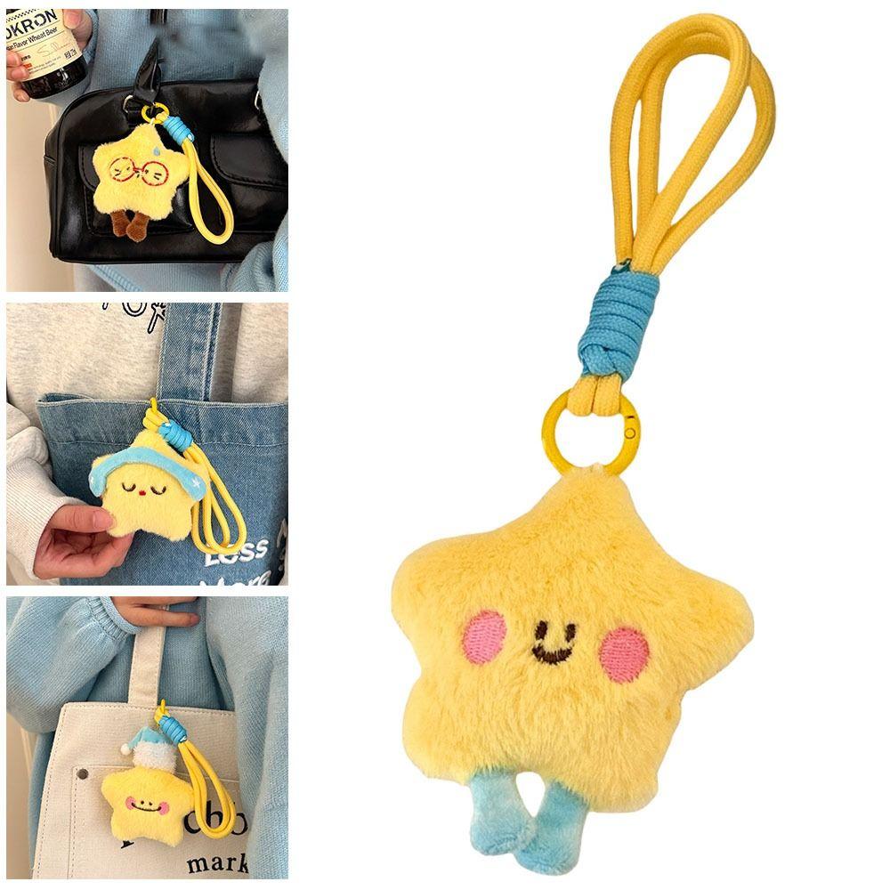 Soft Stars Keychains Cute Doll Couple Key Chain Kawaii Star Plush Key Chain  Bag Accessories