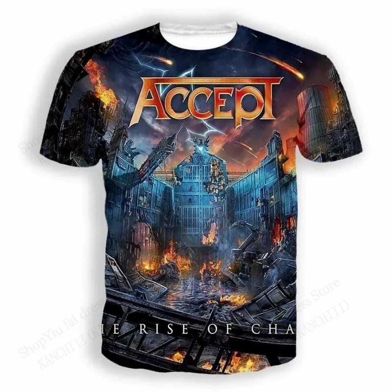 T-shirt Stampa 3D Rock Band Accept Uomo Moda Taglie Forti Manica Corta Bambini Hip Hop Sportive Top Magliette Abbigliamento Uomo Vintage