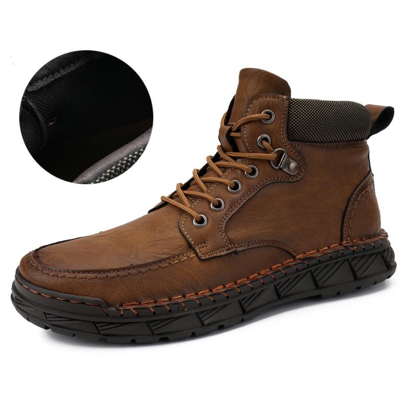 

Мужские кожаные ботинки ручной работы, осенне-зимние повседневные кожаные туфли из спилка, мужские ботильоны 43 хаки