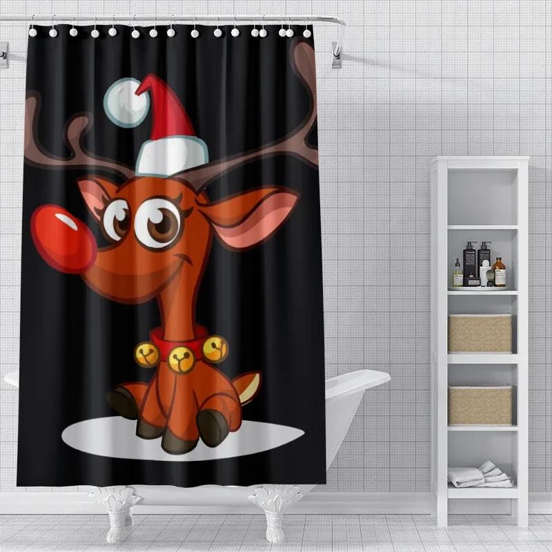 Home Decoration Shower Curtains for Bathroom Waterproof Curtain Fabric Modern Nordic Style Living Room Merry Christmas Winter