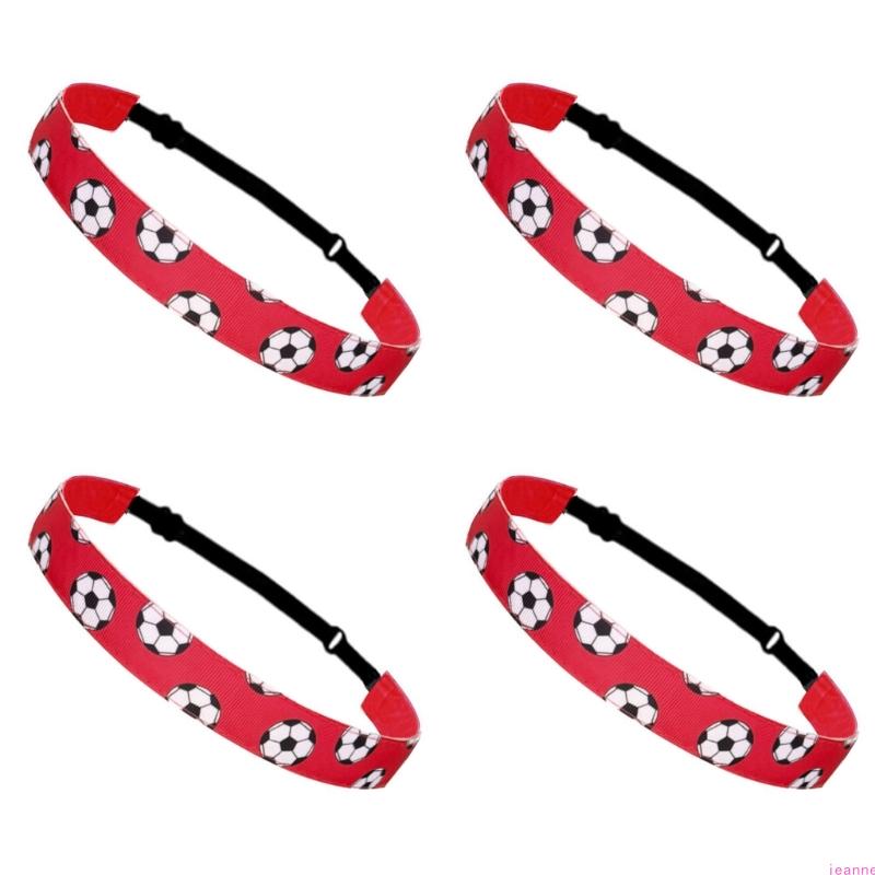 4PCS Football Themed Headbands Elastic Workout Sweat Headbands For Men Women Fitness Running Soccer Festival Celebration