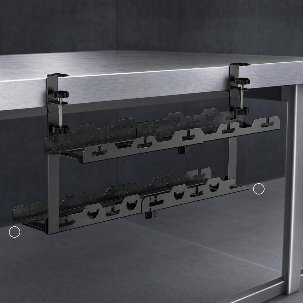 Two-Tier Under-Desk Cable Management Rack Compact for Home Office, Study Area
