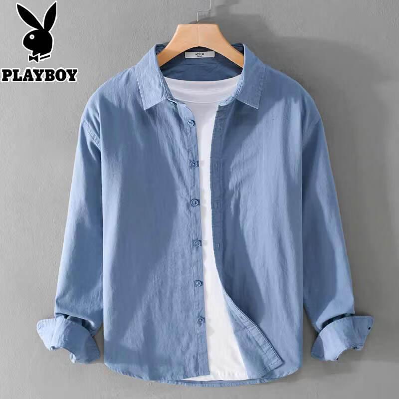 Playboy Men's Pure Cotton Long Sleeve Casual Shirt