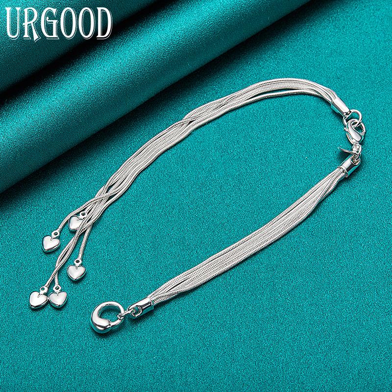 925 Sterling Silber Love Herz Anhänger Armband Romantischer Schmuck