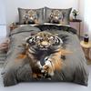 2/3pcs Tiger Bedding Set Animal Duvet Cover Set Grey Comforter Cover Bedroom Decor Guest Room 2D Bohemia Flat Printing