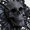 Halloween Skeleton Wall Art Black Skull Butterfly Wall Decors, Single-Form Plastic Plaque with Raised Relief and Intricate Scrolling Detail for