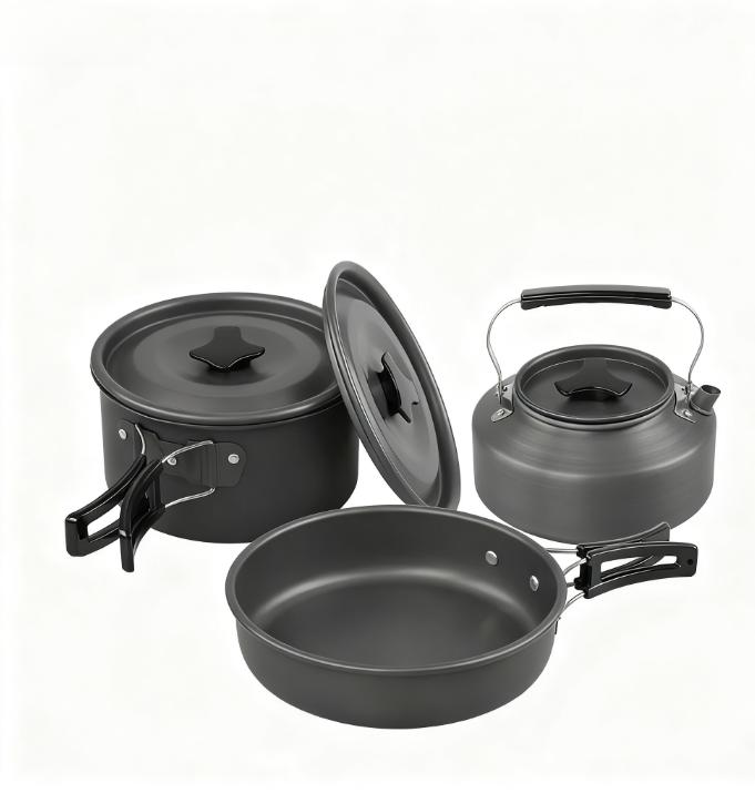 Outdoor Camping Suitable For 2-3 People With Pot, Teapot Combination, Portable Camping Equipment, Aluminum Pot, Cooking Utensils