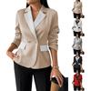Damenmode Farbe Revers Langarm Zweiknopf Klapptasche Jacke