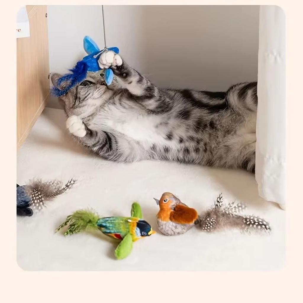 Interactive Toy Flying Bird, Door-Mounted Flapping Design, Real Feathers