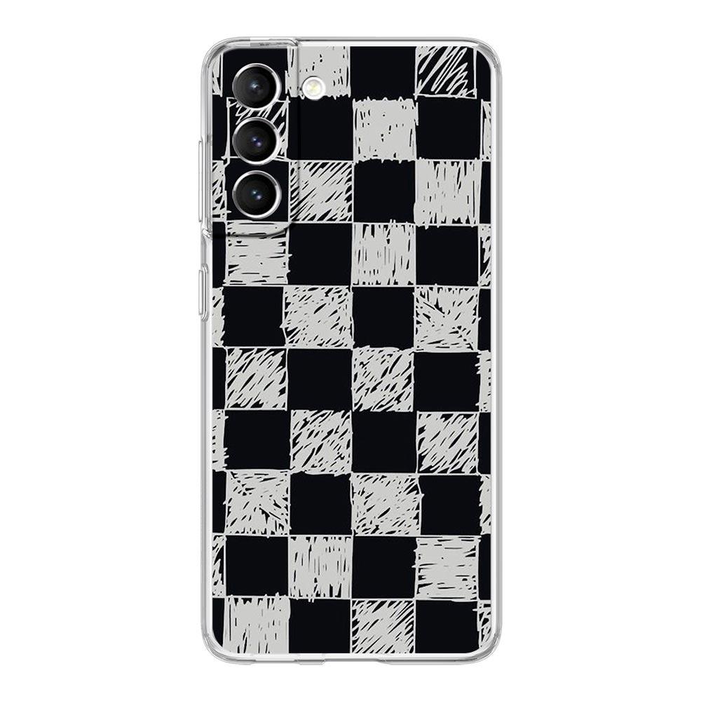 Checkerboard Plaid Checked Phone Case For Samsung Galaxy S23 Ultra S22 5G S20 S21 FE 5G S10E S9 S8 S10 Plus Soft Clear Cover