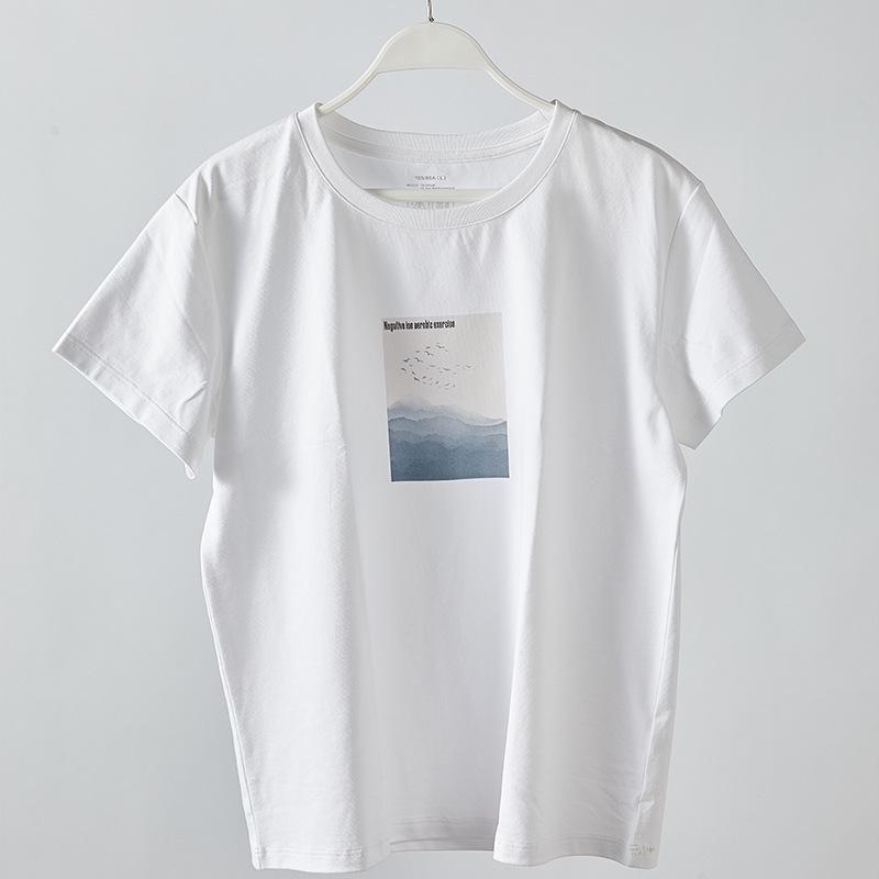 

Women s Summer Casual White Short-Sleeve Slimming T-Shirt, Round Neck, Versatile and Loose Fit Medium