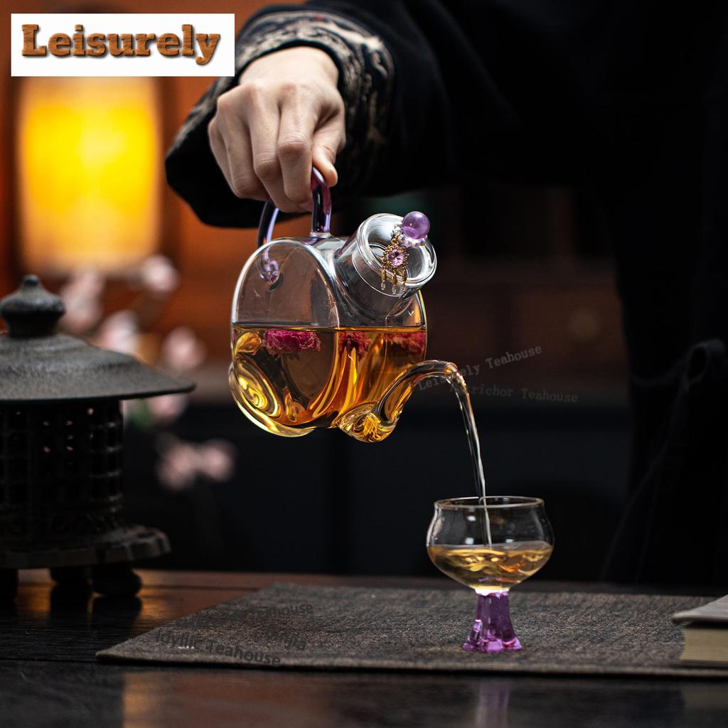 500ml High Borosilicate Glass Antique Boiling Water Kettle Large Capacity Tea Maker Pot Yellow Rice Wine Kettle Tea Ceremony