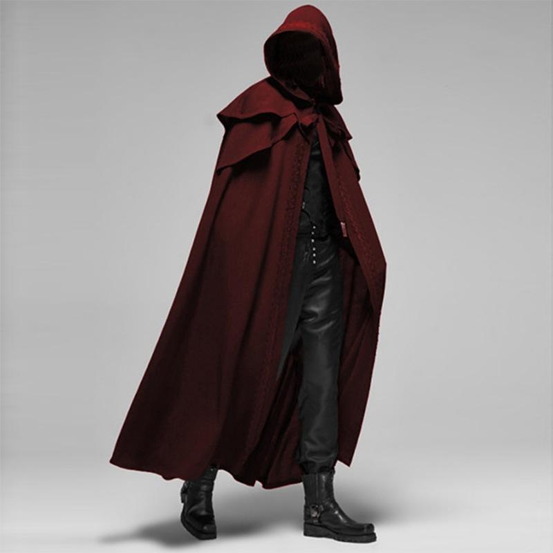 Mens Unisex Medieval Cape Cloak With Hood Renaissance Costuems Halloween Cosplay Knight Tunic Gothic Witch Party Cape