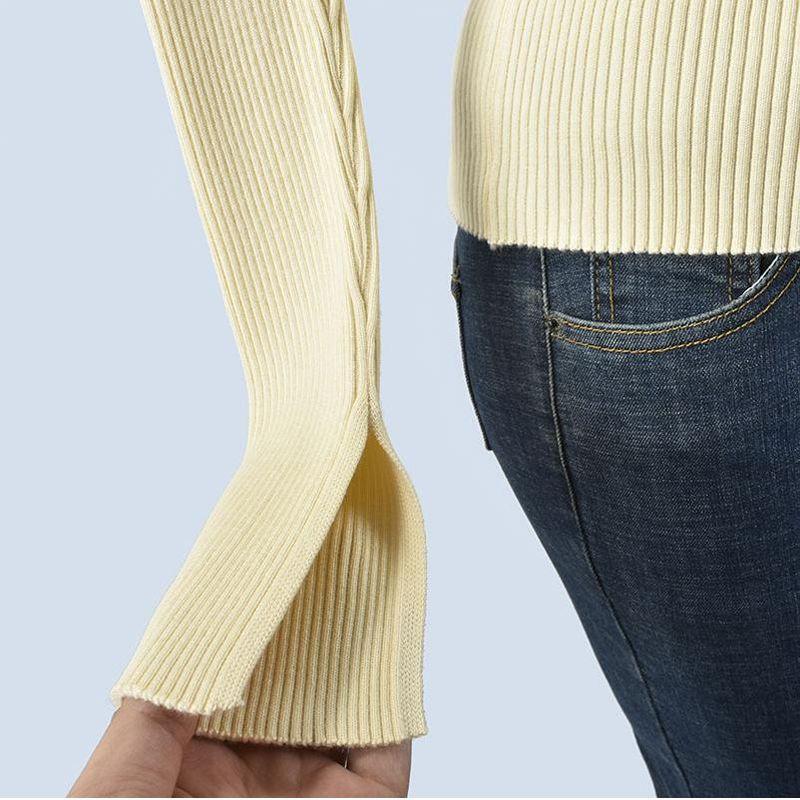 Stylish Double Zipper Knitting Cardigan Female Spring & Fall New Arrival Silm Slim Looking Lapel Long Sleeve Bottoming Top Outwear