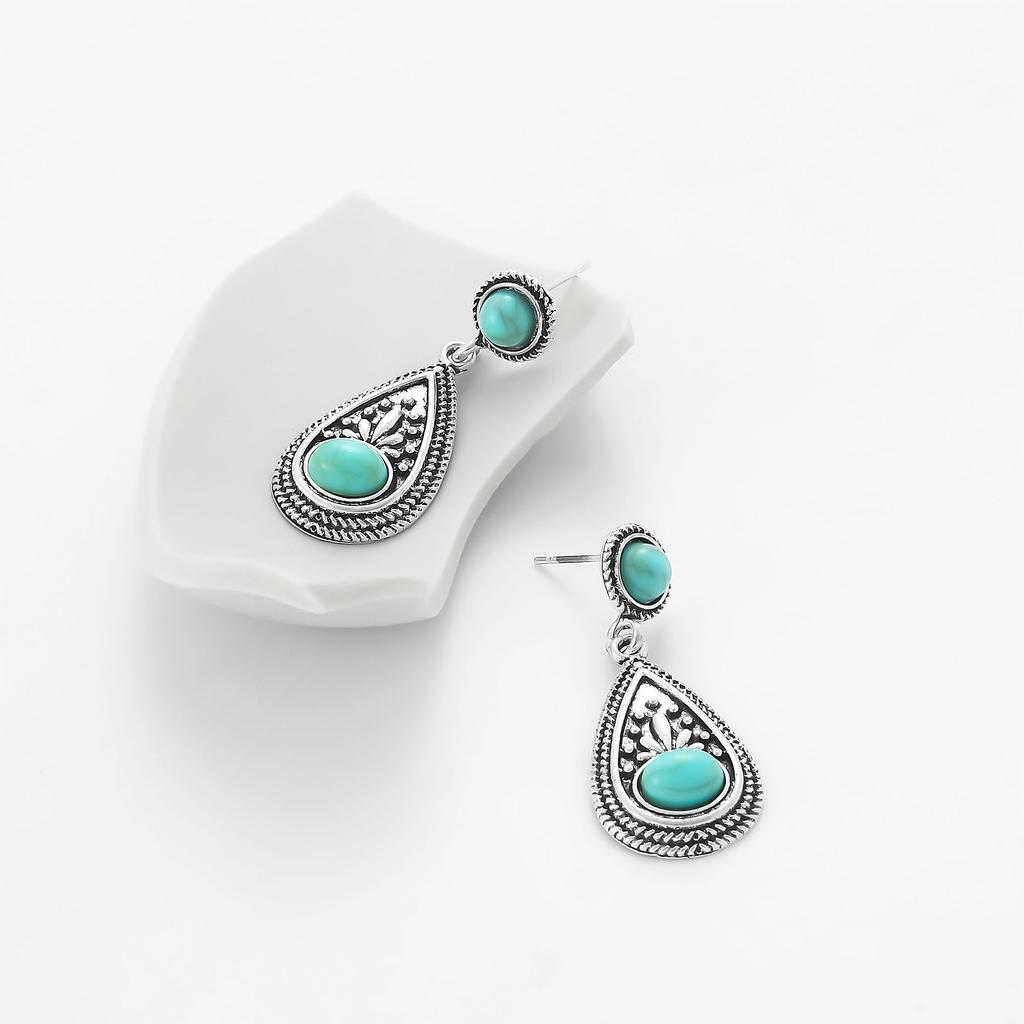 Vintage Bohemian Turquoise Earrings Set Fashion Ethnic Style Earrings Earrings
