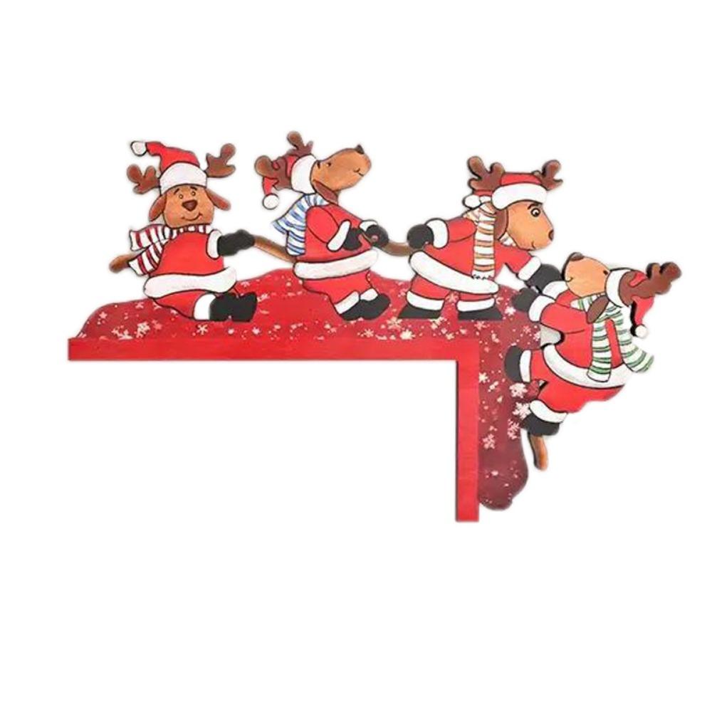 Wooden Christmas Door Frame Decoration Snowman Elk Santa Claus Gingerbread Man Merry Christmas Decor Festival Atmosphere