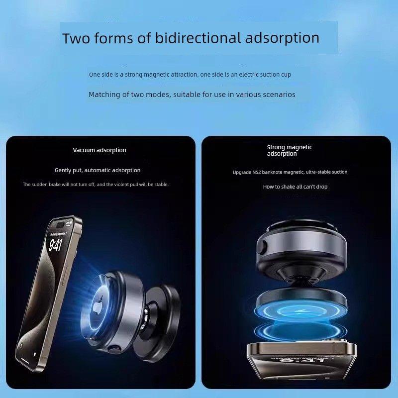Car Phone Holder 2024 New Arrival Vacuum Adsorption Car Navigation Electric Suction Cup Magnetic Suction Multifunctional Mobile Phone Stand