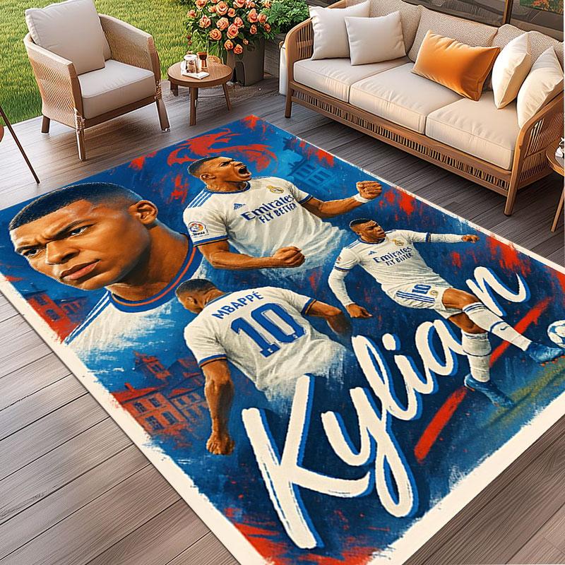 Kylian Mbappe Print Rug, Washable Floor Carpet, For Entryway Dorm Laundry Room Office Study, Home Decor Birthday Christmas Gift