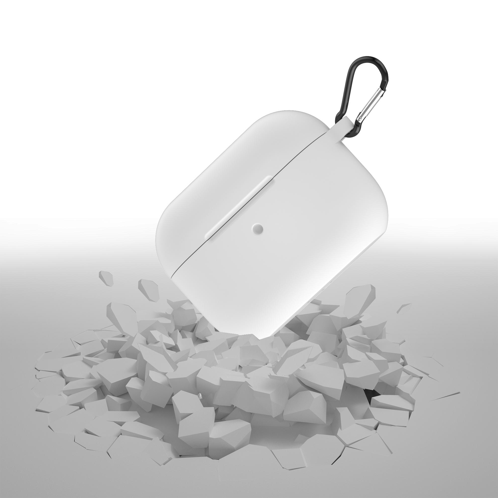 

For Apple AirPods Pro Silicone Case with Buckle White