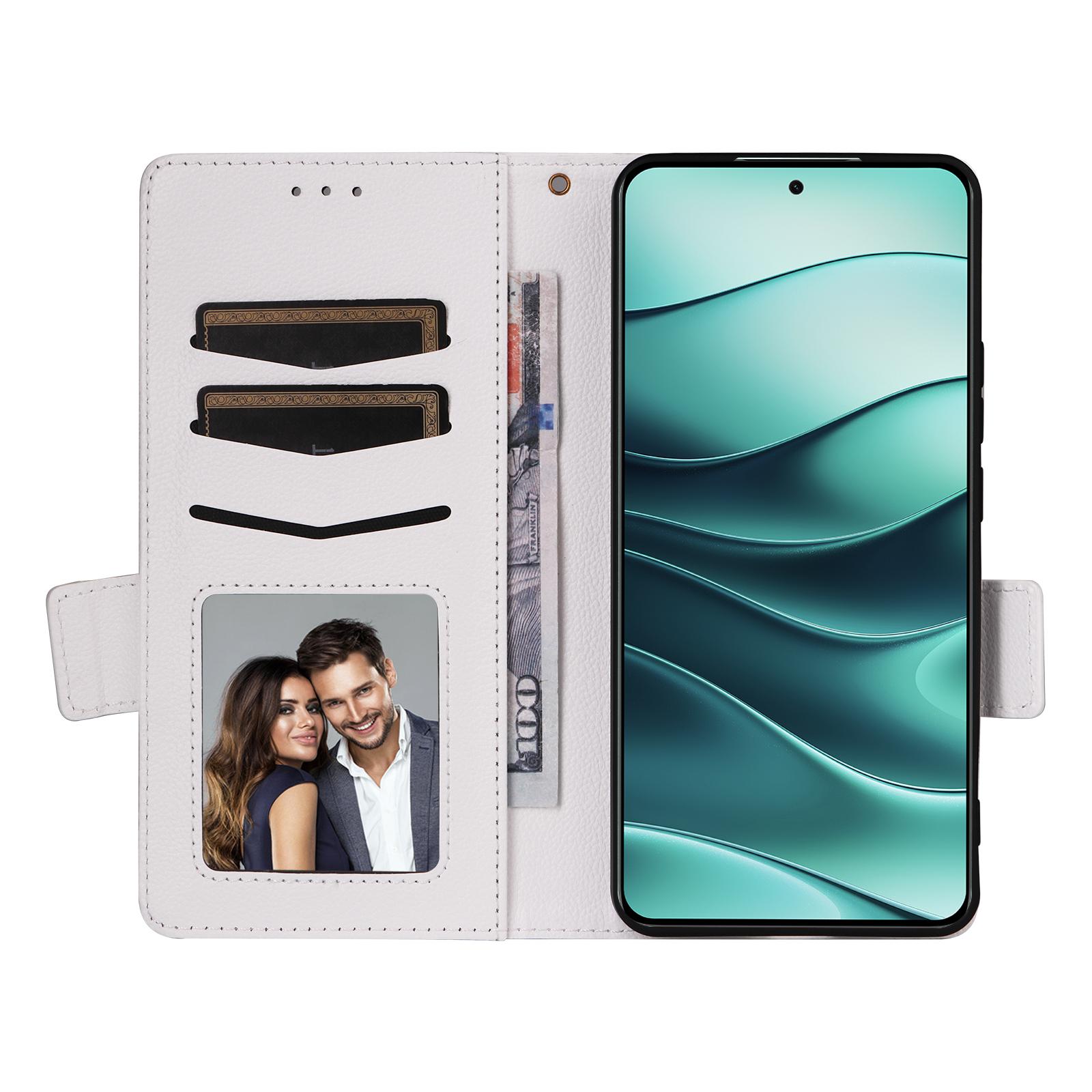 

For Xiaomi Redmi Note 14 5G Case with Wrist Strap Litchi Texture PU Leather Wallet Phone Cover Dark Blue