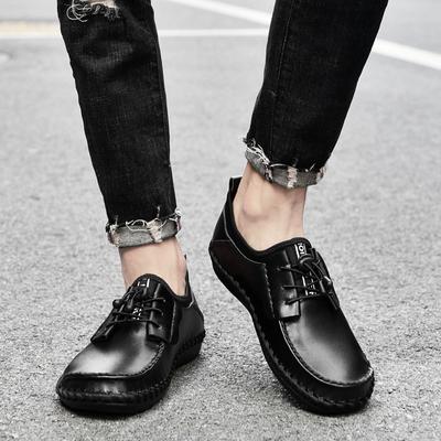Spring and Autumn New Hand-Stitched Soft Sole Shoes Men's Shoes British Genuine Leather Men's Daily Casual Leather Shoes