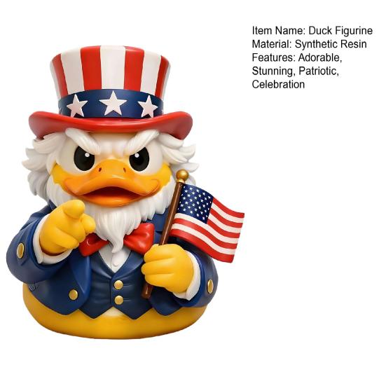 Patriotic Duck Figurine Funny Uncle Duck Statue with American Flag And Top Hat Collectible 4th of July Decoration for Independence Day Home Decor
