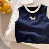 Boys Summer Cotton Sleeveless Tank Top Round Neck Korean Casual Vest