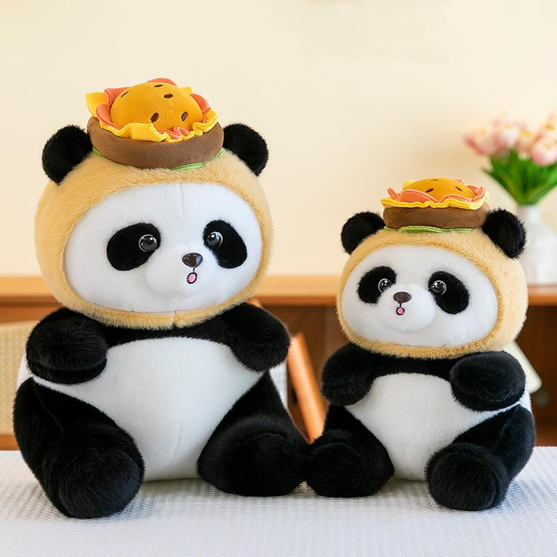 Panda Doll Hamburger Plush Toy Cartoon Soft Toy Stuffed Animal Home Gift Decor