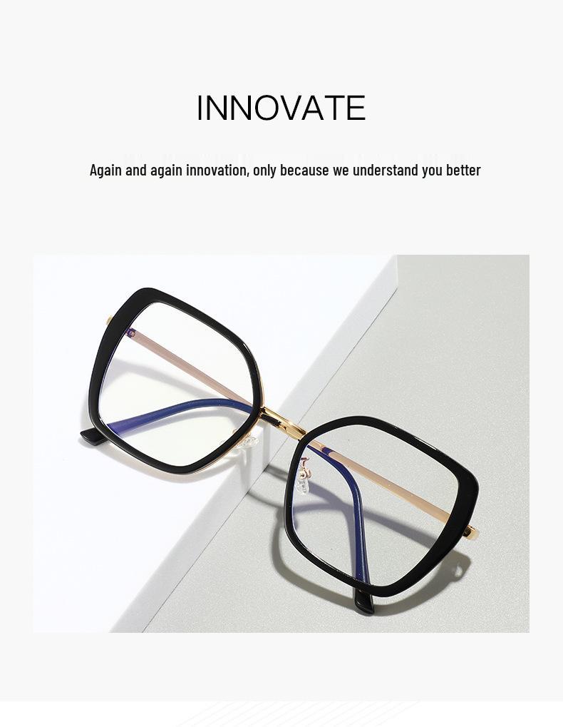 Unisex Trendy Large-Frame Color-Changing Glasses: Fashionable Blue Light Blocking Lenses That Enhance Complexion.