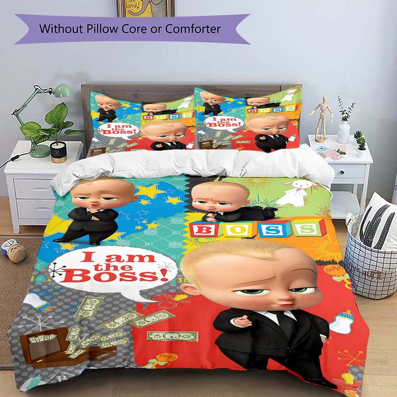 Boss Baby Celebration Print 3Pcs Bedding Setduvet Cover With 2 Bedropillowcase Home Birthday Gift