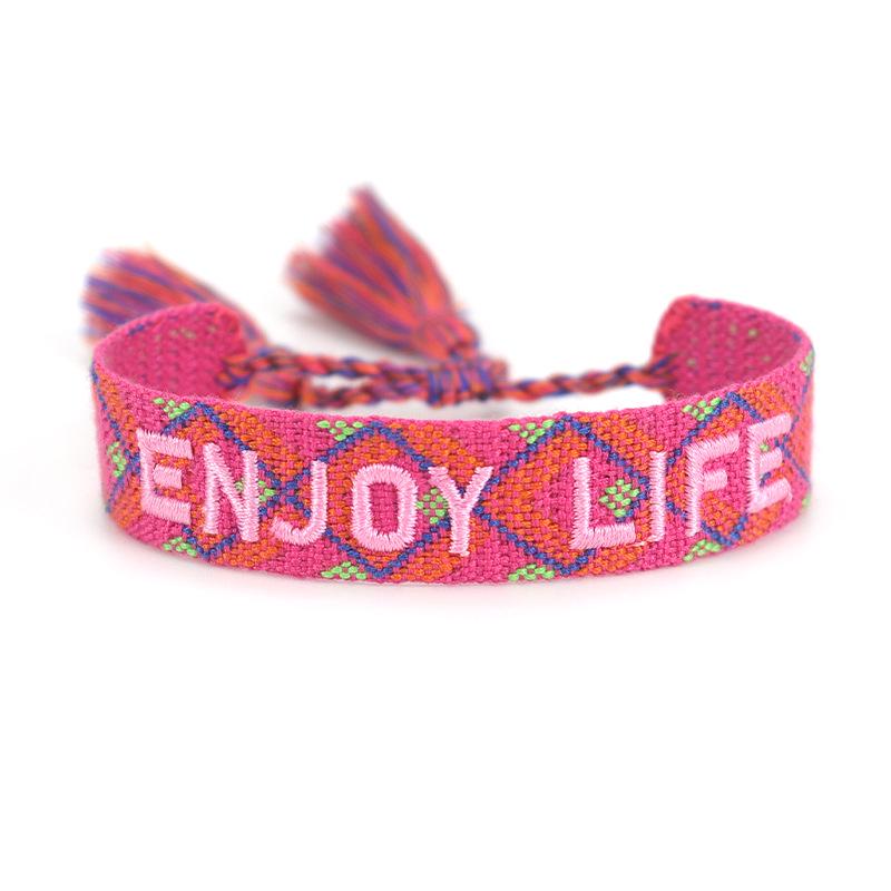 Handmade European Style Embroidered Love Bracelet with Tassels for Girls