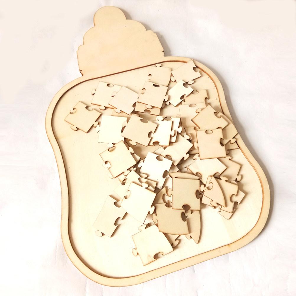 Wooden Milk Bottle Shaped Wedding Guestbook Personalised Creative Jigsaw Sign in Book for Guests Blessings Romantic Memory