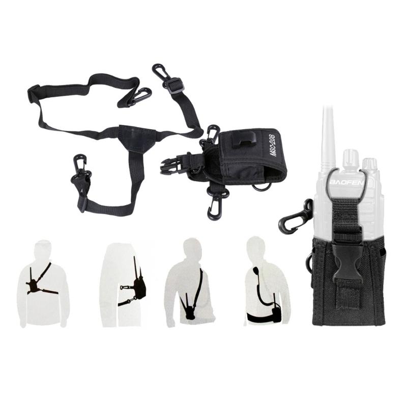 Interphone Storage Pouch Two Way Radio Holder Holsters Nylon Belt Case Bag with Adjustable Shoulder Strap