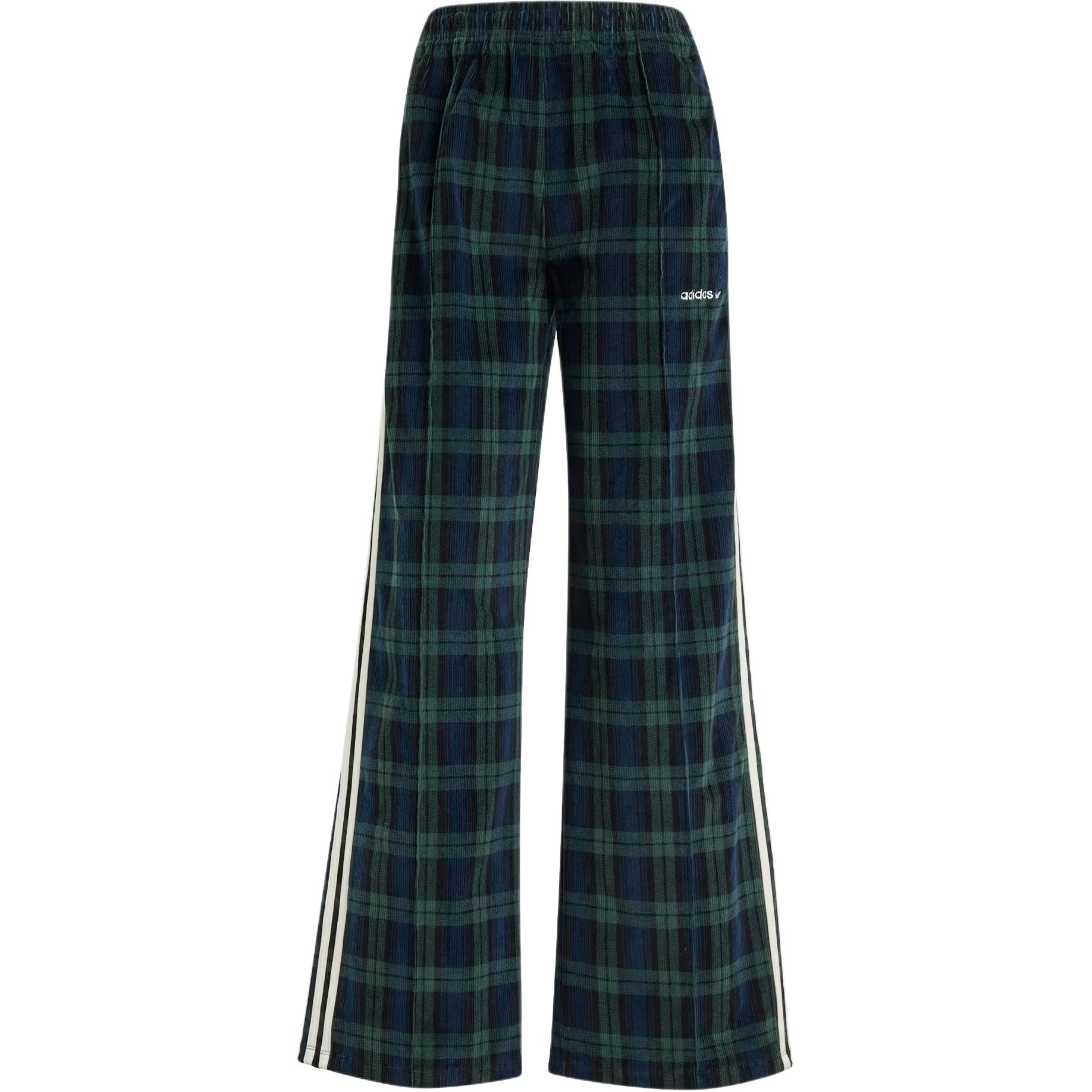 adidas Originals Tartan Corduroy Wide Leg Track Pants Dark Green Women IX7415 M