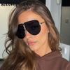 Oversized Pilot Shield Sunglasses Women  Luxury Brand Vintage Steampunk Metal Oval Sun Glasses Fashion Goggle Shades UV400