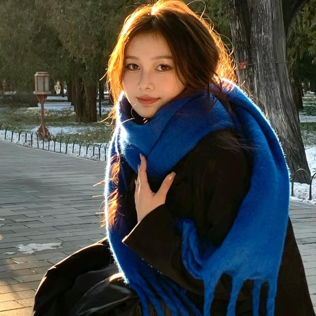 Exquisite Scarf for Female Students in Winter New Style All Match Plaid Shawl Thickened Warm Long Plush Scarf for Men Trendy