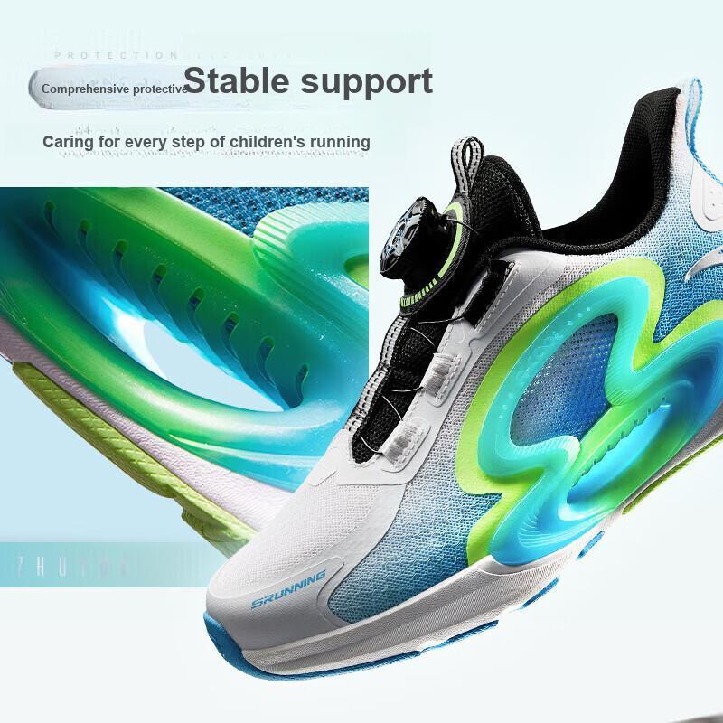 Anta Monthly Slip Resistant Shock Absorbing Durable Low Top Running Shoes Kids Sneakers White Blue 312325518H-2