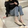 Mode 2025 Frühling Herbst Neue Damen Koreanischer Stil Ins Quadratischer Mund Flach Niedrig Ein Fuß Sprung Flacher Boden Bohnen Bohnen Schuhe