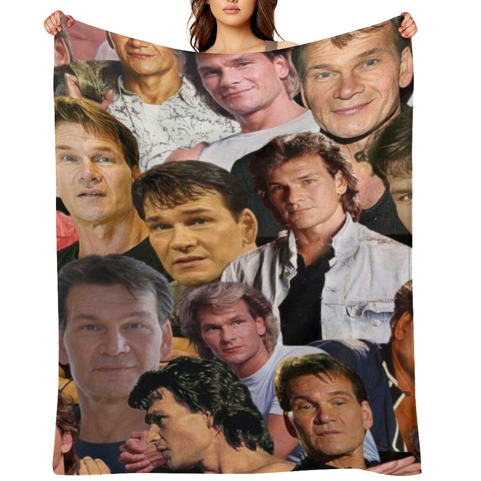 патрик свейзи фото коллаж Плед Пляжный Милый Зимние кровати Клетчатые одеяла 30x40in