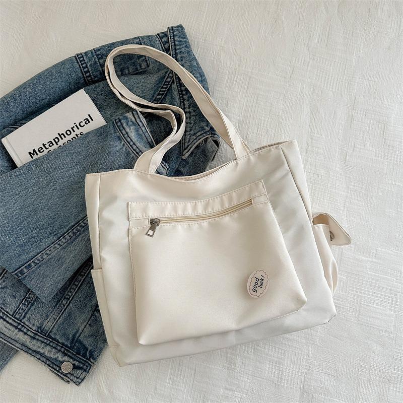 Große Kapazität Canvas Tasche Damen Einfache Koreanische Version für Freizeit Pendeln zur Arbeit Studenten Unterricht Schulter Crossbody Tasche