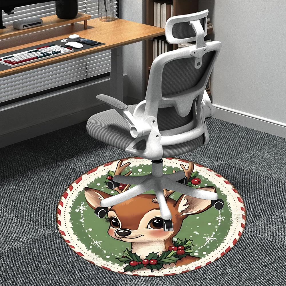 

1pc Christmas Deer Chair Carpet for Office Non Slip, Machine Washable Rug for Office, Room Holiday Decor for Christmas, Birthday Polyester 80cm