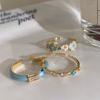 925 Silver Golden Flower Rings For Women Drip Glaze Plant Irregular Adjustable Sweet Jewelry Gift Dropship