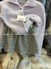 Winter Plus Size Striped Lambswool Wide-Leg Shorts for Women