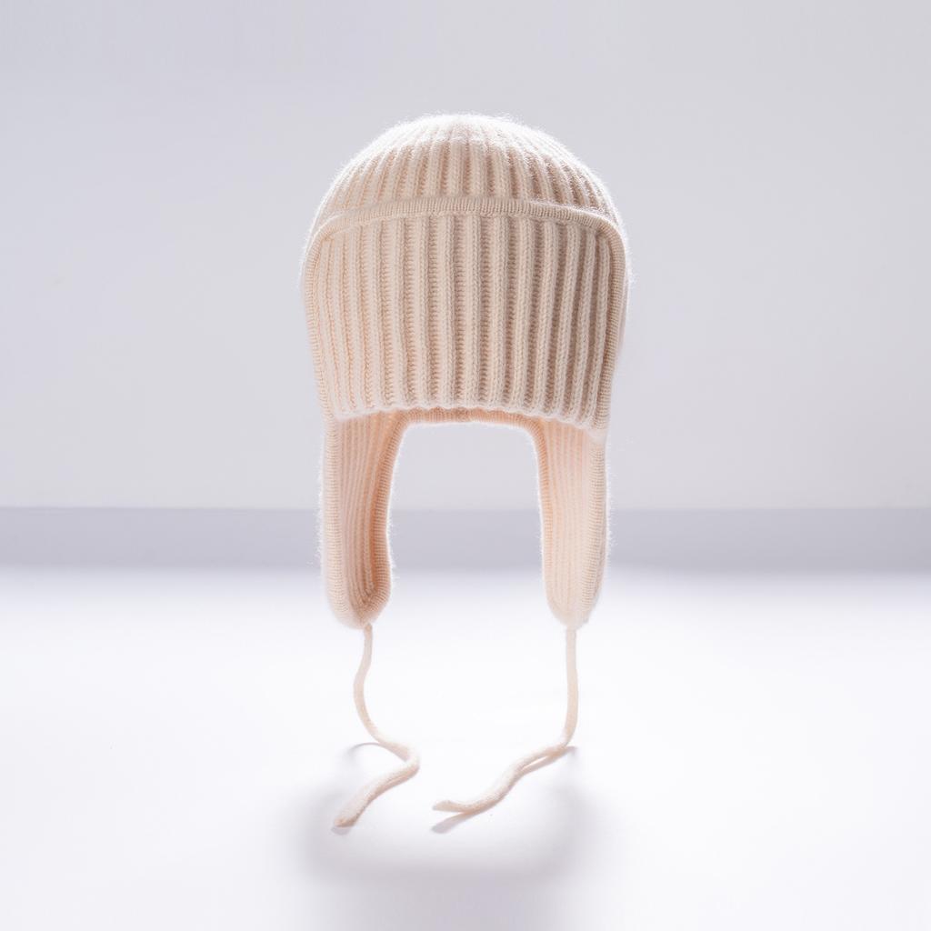 Cashmere autumn and winter new knitted hat women's versatile lace-up ear protection hat warm face little Lei Feng hat wool hat